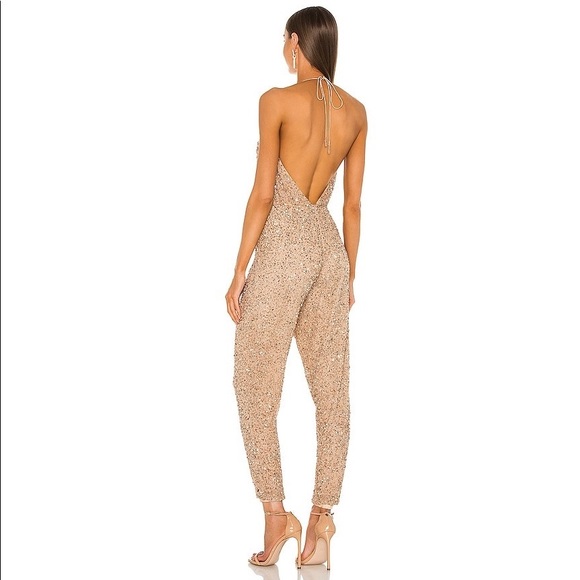 retrofete x REVOLVE Skylar Jumpsuit in Gold & Cream Sequin in Metallic Gold - Picture 3 of 6